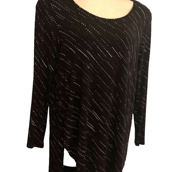 Women's APT. 9 Black Multi Asymmetrical Scoop Neck Jersey Top Size XL - Picture 5 of 9